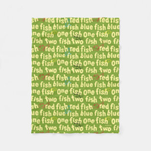 One Fish Two Fish Typography Pattern Fleece Blanket