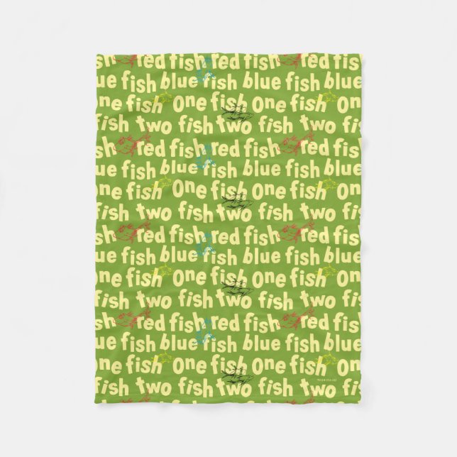 One Fish Two Fish Typography Pattern Fleece Blanket (Front)
