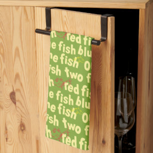 One Fish Two Fish Typography Pattern Kitchen Towel