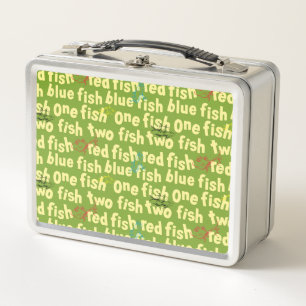 One Fish Two Fish Typography Pattern Metal Lunch Box
