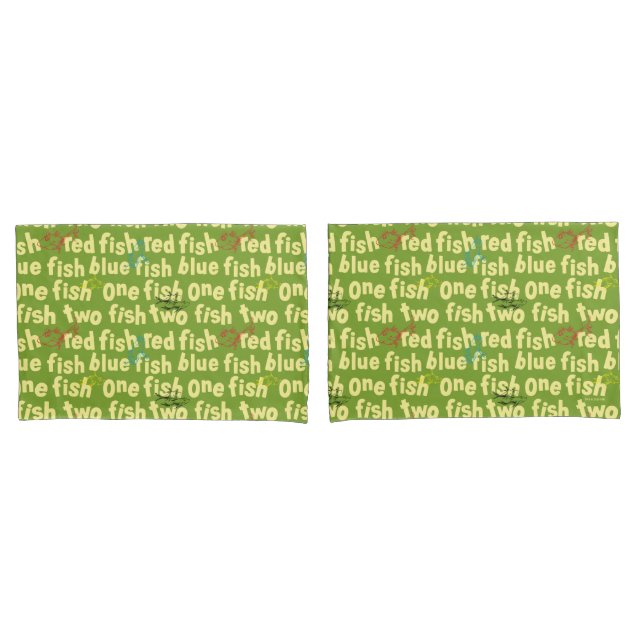 One Fish Two Fish Typography Pattern Pillow Case (Front-Set)