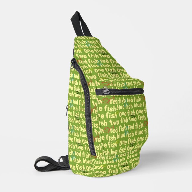 One Fish Two Fish Typography Pattern Sling Bag (Left Corner)