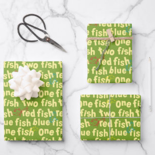 One Fish Two Fish Typography Pattern Wrapping Paper Sheets