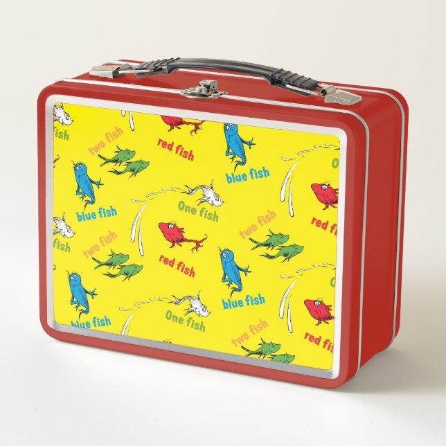 One Fish Two Fish Yellow Pattern Metal Lunch Box (Front)