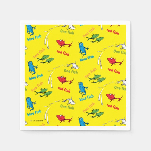 One Fish Two Fish Yellow Pattern Napkins (Front)