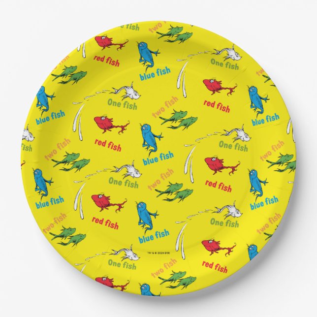 One Fish Two Fish Yellow Pattern Paper Plates (Front)