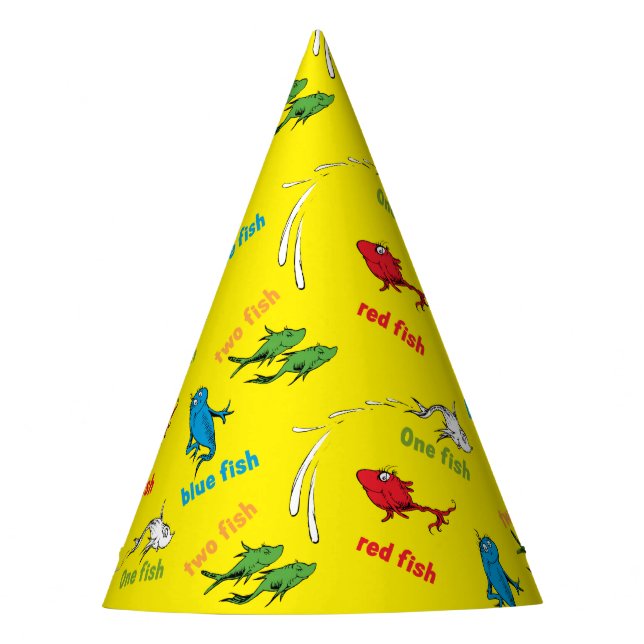 One Fish Two Fish Yellow Pattern Party Hat (Front)