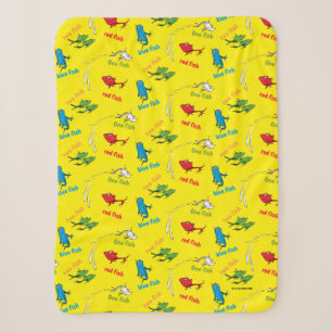 One Fish Two Fish Yellow Pattern Sherpa Blanket