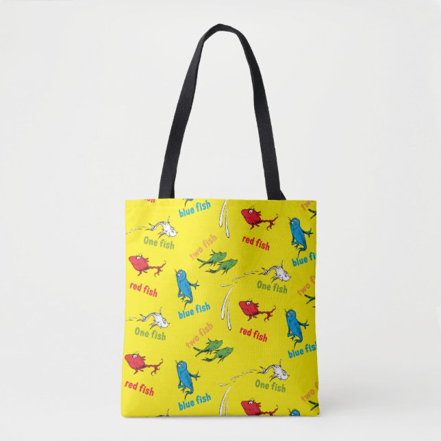One Fish Two Fish Yellow Pattern Tote Bag (Front)