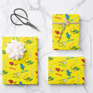 One Fish Two Fish Yellow Pattern Wrapping Paper Sheets