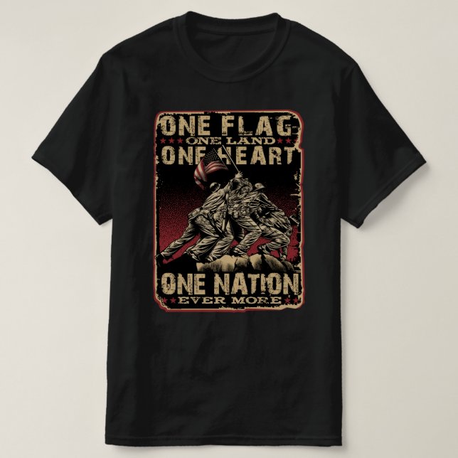one flag one land one heart one nation veteran day T-Shirt (Design Front)