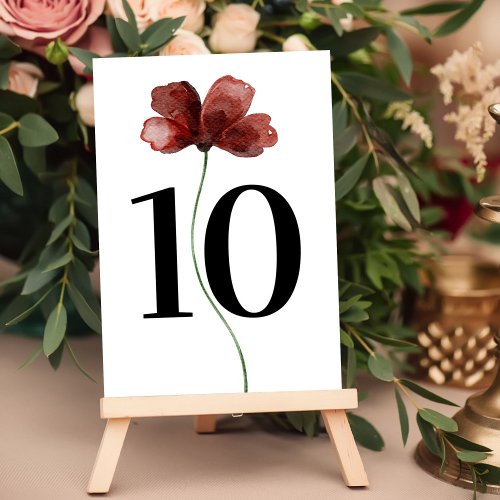 One Flower Modern Table Number