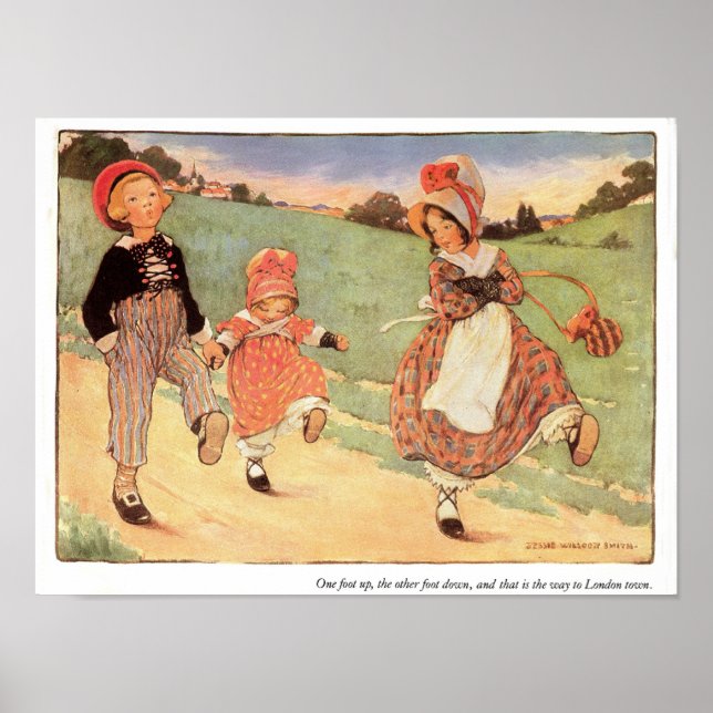 One Foot Up, One Foot Down Nursery Rhyme Print (Front)