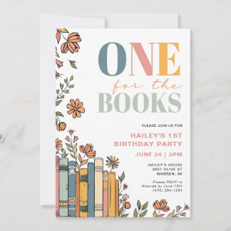 One For The Books 1st Birthday Invitation