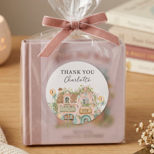 One For The Books 1st Birthday Thank You Favor Classic Round Sticker