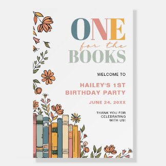 One For The Books 1st Birthday Welcome Sign