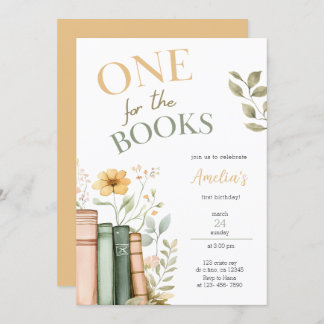 One For The Books First Birthday Invitation