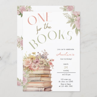 One For The Books First Birthday Invitation