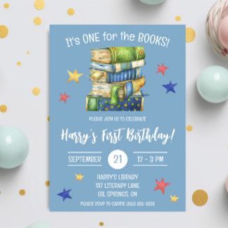 One for the Books! Kids' First Birthday Party Invitation