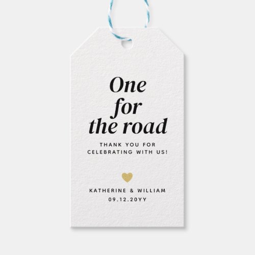 One for the Road Wedding Thank You Snack Favor Bag Gift Tags