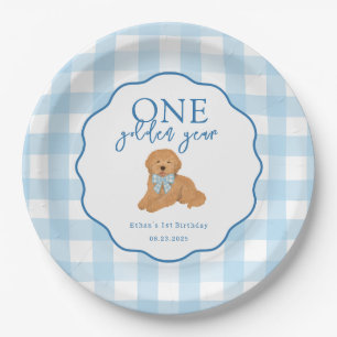 One Golden Year Doodle Puppy First Birthday Party Paper Plates