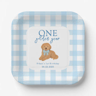 One Golden Year Golden Doodle Boys Birthday Paper Plates