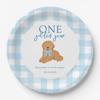 One Golden Year Golden Doodle Boys Birthday Paper Plates