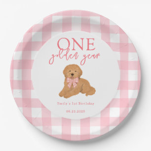 One Golden Year Golden Doodle Girls Birthday Paper Plates