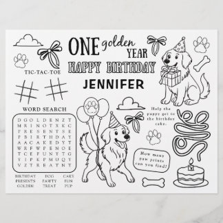One Golden Year Golden Retriever Activity Placemat