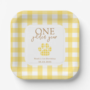 One Golden Year Golden Retriever Birthday Paper Plates