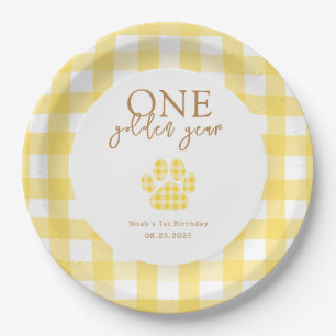 One Golden Year Golden Retriever Birthday Party Paper Plates