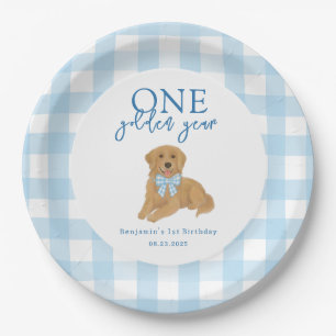 One Golden Year Golden Retriever Boys Birthday Paper Plates