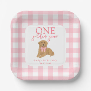 One Golden Year Golden Retriever Girls Birthday Paper Plates