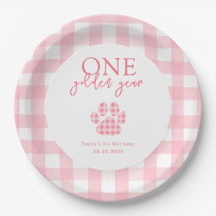 One Golden Year Golden Retriever Girls Birthday Paper Plates