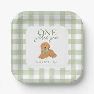 One Golden Year Goldendoodle Birthday Paper Plates