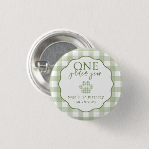 One Golden Year Paw Print First Birthday Party Button