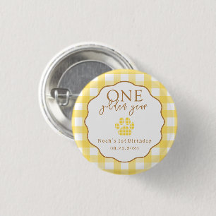 One Golden Year Paw Print First Birthday Party Button