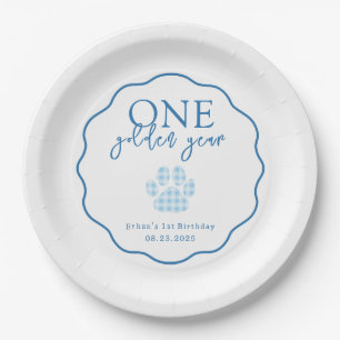 One Golden Year Paw Print First Birthday Party Paper Plates