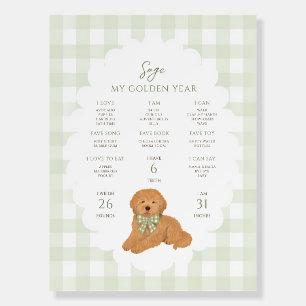 One Golden Year Puppy Dog 1st Birthday Milestone Foam Board