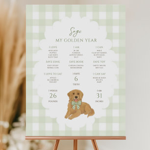 One Golden Year Puppy Dog 1st Birthday Milestone Foam Board