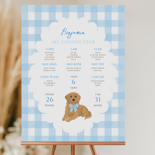 One Golden Year Puppy Dog 1st Birthday Milestone Foam Board