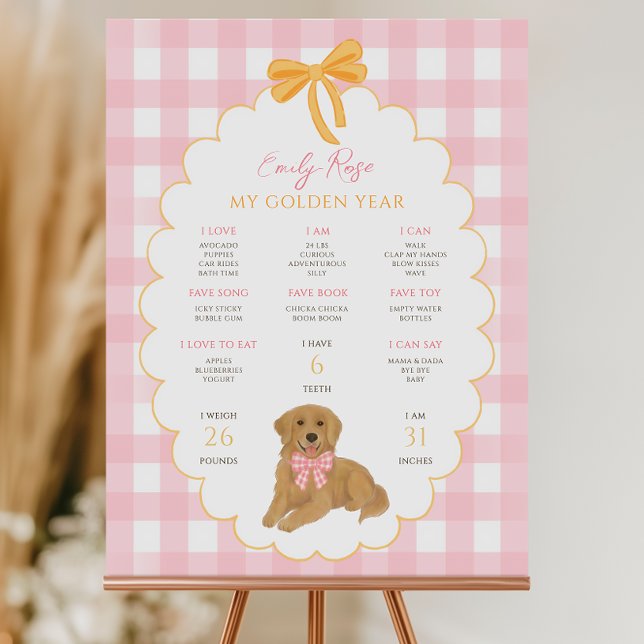One Golden Year Puppy Dog 1st Birthday Milestone  Foam Board (Creator Uploaded)