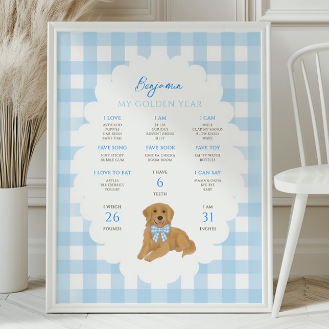 One Golden Year Puppy Dog 1st Birthday Milestone  Poster (Creator Uploaded)