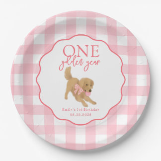 One Golden Year Retriever First Birthday Party Paper Plates