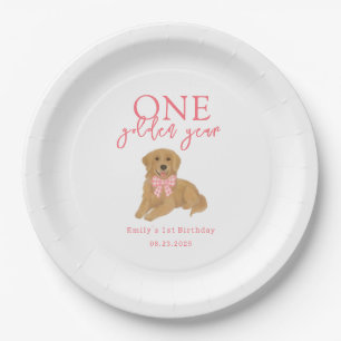 One Golden Year Retriever Puppy First Birthday Paper Plates