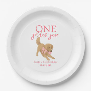 One Golden Year Retriever Puppy First Birthday Paper Plates