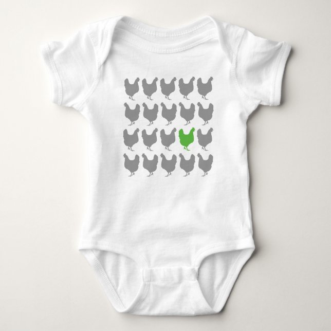 One Green Hen in the Flock Baby Bodysuit (Front)