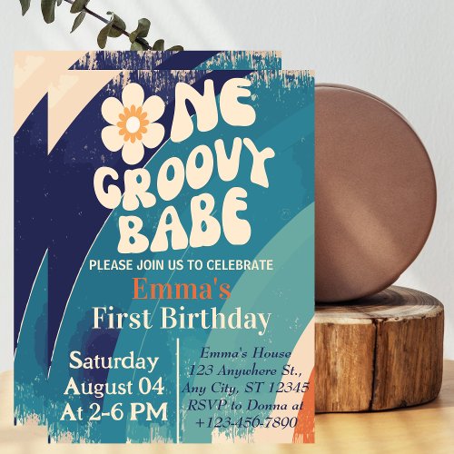 ONE Groovy Babe 1st Birthday Groovy One Daisy Invitation