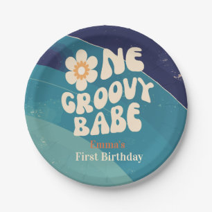 ONE Groovy Babe 1st Birthday Groovy One Daisy Paper Plates