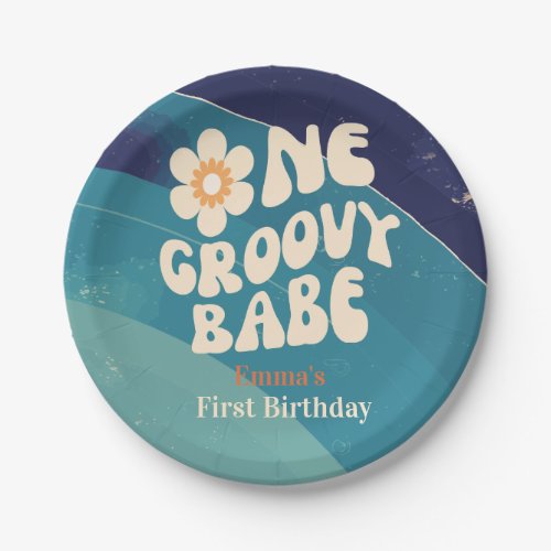 ONE Groovy Babe 1st Birthday Groovy One Daisy Paper Plates